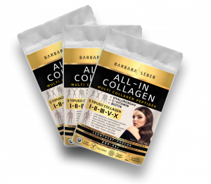 barbara leber all in collagen full spectrum collagen 5 types collagen multi peptides. collagen types I-II-III-V-X. for our health and beauty